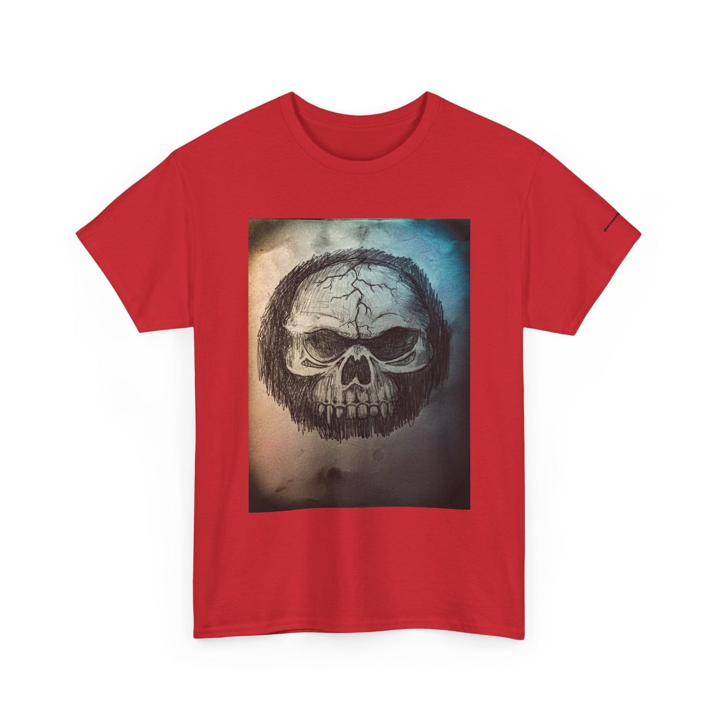 Skull Tee - Feathered Skull Hazy Border Design