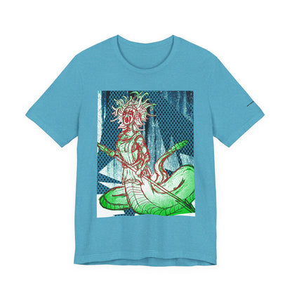 Mythic Serpent Goddess Tee — Neon Medusa Illustration T-Shirt