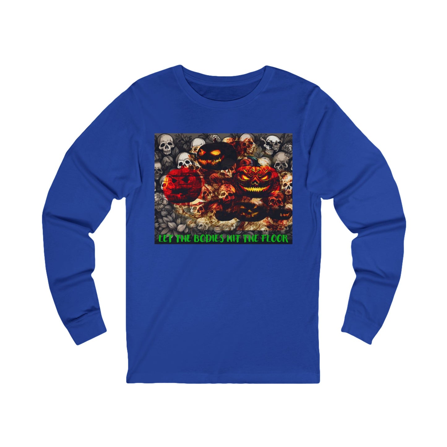Spooky Halloween Bodies Hit the Floor  Long Sleeve Tee, Perfect for Fall, Costume Parties, and Autumn Gatherings, Unique Graphic Tee, Unisex Apparel