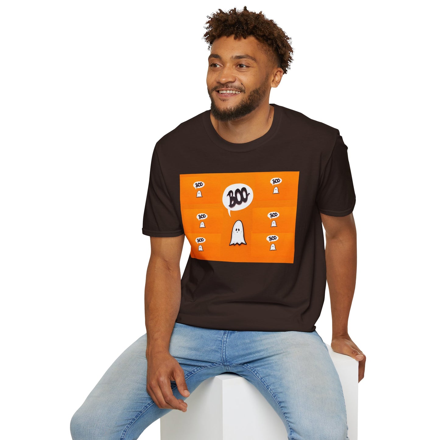 Halloween Ghost 'Boo' Unisex T-Shirt | Spooky Vibes, Costume, Fall Festivities, Trick-or-Treat, Fun Graphic Tee