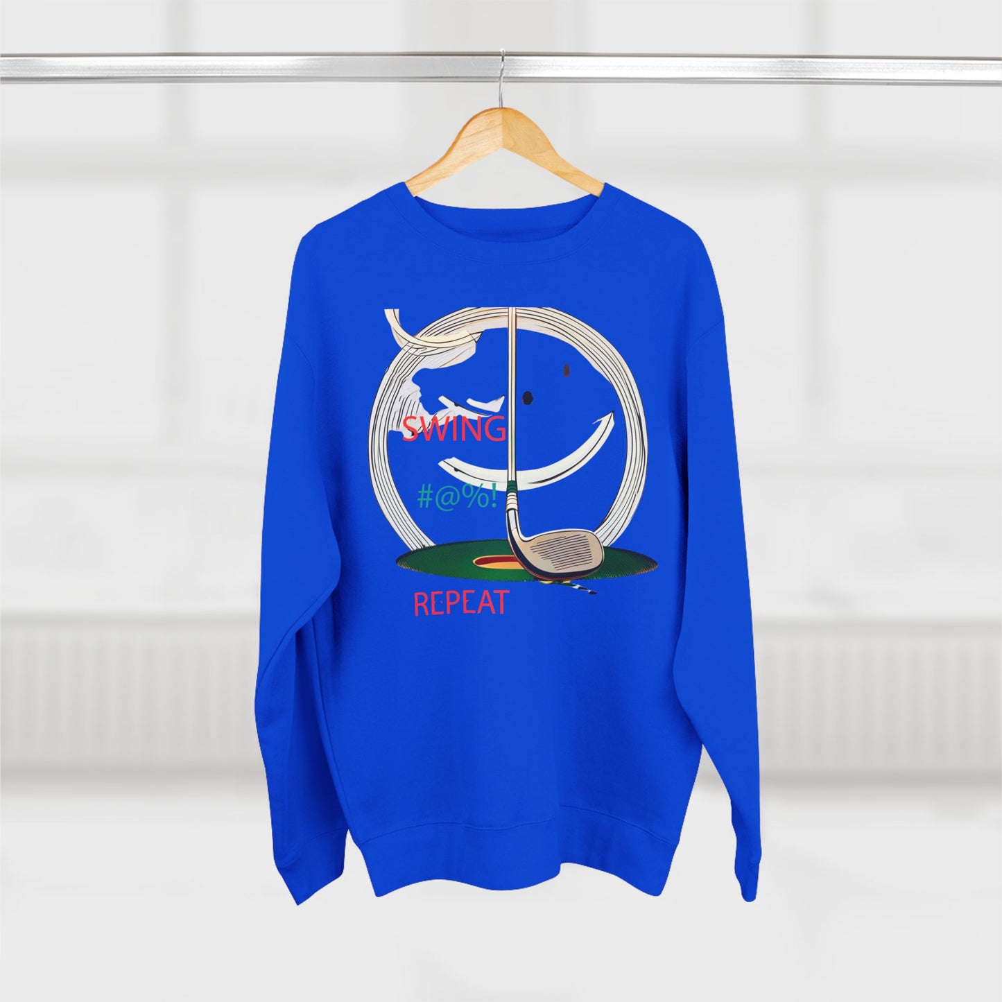 Golf Lover's Swing Unisex Crewneck Sweatshirt: Swing, Repeat, Perfect for Gifts, Sports Enthusiasts, Casual Wear, and Holidays