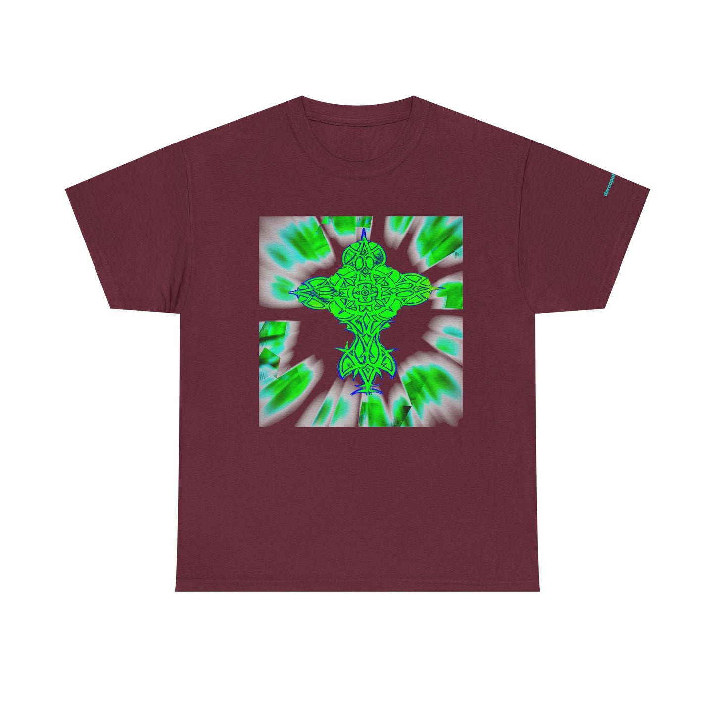 Celtic Green Cross T-Shirt — Vibrant Celtic Knotwork Tee