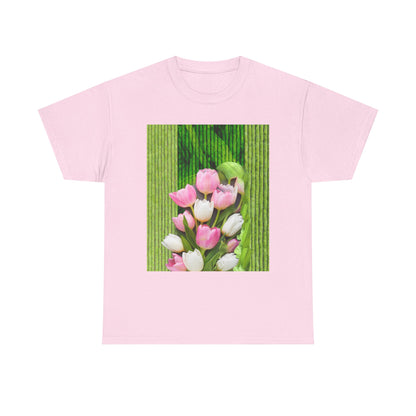 Textured Tulips Unisex Heavy Cotton Tee - Vibrant Spring Blossom T-Shirt, Everyday Wear, Gift for Plant Lovers, Mother's Day Apparel, [...]