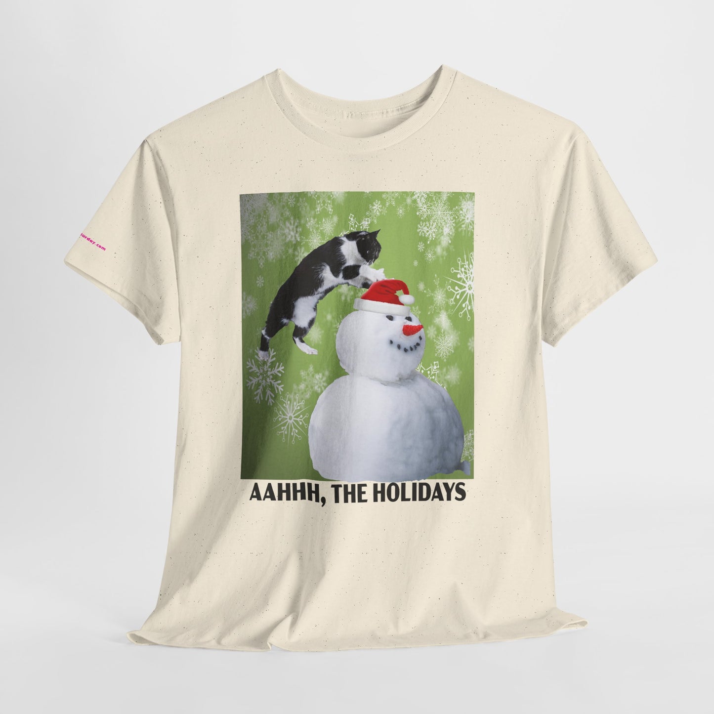Holiday Cat T‑Shirt – “Aahhh, The Holidays” Funny Snowman Cat Tee