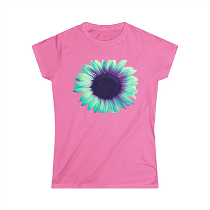 Women’s Tee — Teal & Purple Sunflower Graphic