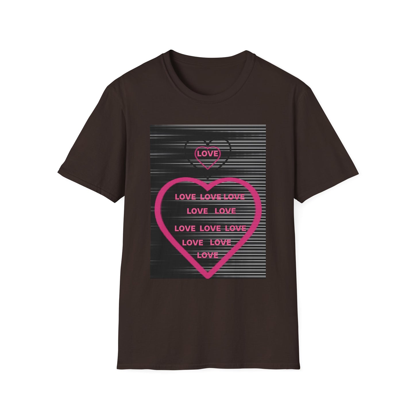 Love Heart Graphic T-Shirt — Neon Pink Retro Lines