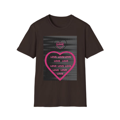 Love Heart Graphic T-Shirt — Neon Pink Retro Lines
