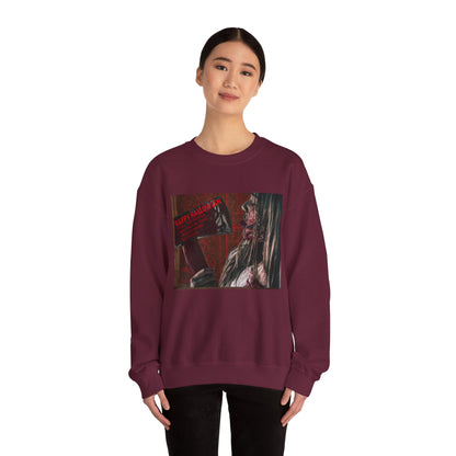 Halloween Horror Girl with Axe Sweatshirt, Unisex Crewneck, Horror Movie Fan Apparel, Halloween Costume Layering