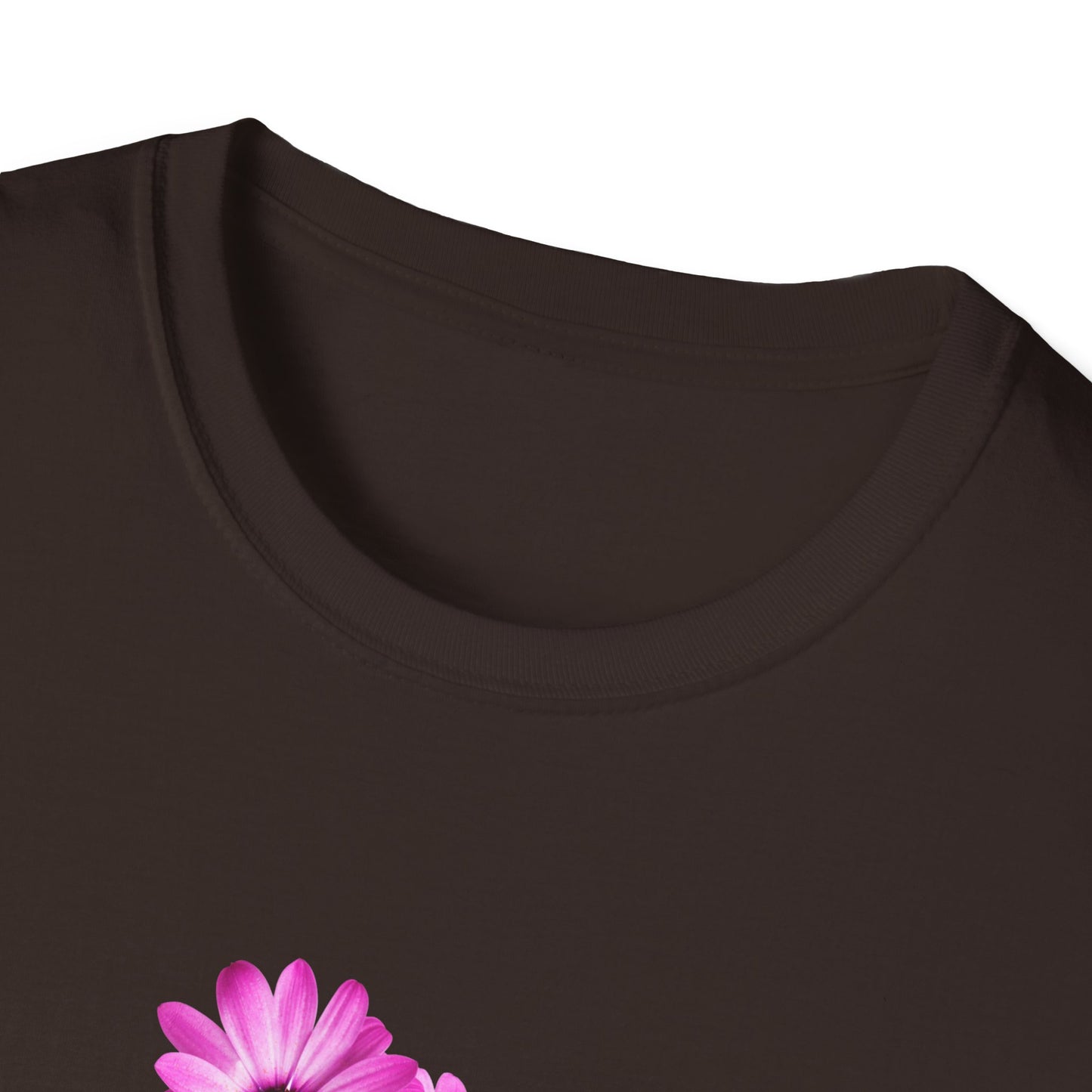 Floral Metal Futuristic Twist T‑Shirt — Pink Daisy Vine Graphic Tee
