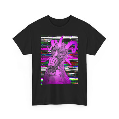 Vaporwave Dragon T-Shirt — Glitch Art Neon Purple Dragon Tee