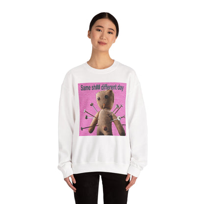 Voodoo Doll Funny Graphic Crewneck Sweatshirt, Casual Everyday Wear, Perfect Gift for Friends & Family, Humor, Quirky Style, Unisex