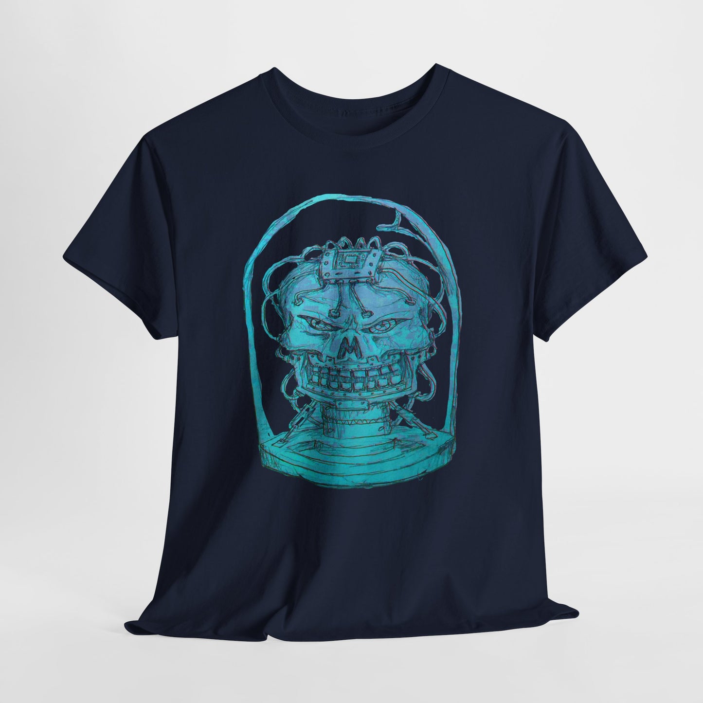 Vibrant Turquoise skull original design Unisex Heavy Cotton Tee