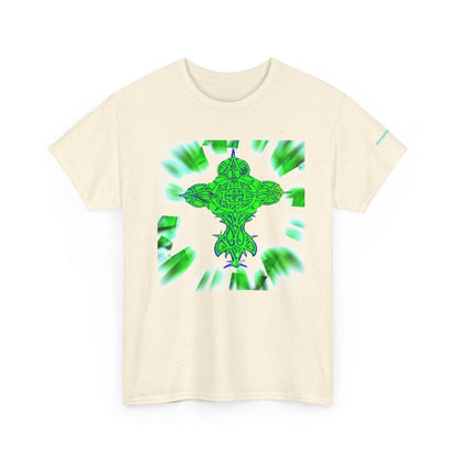 Celtic Green Cross T-Shirt — Vibrant Celtic Knotwork Tee