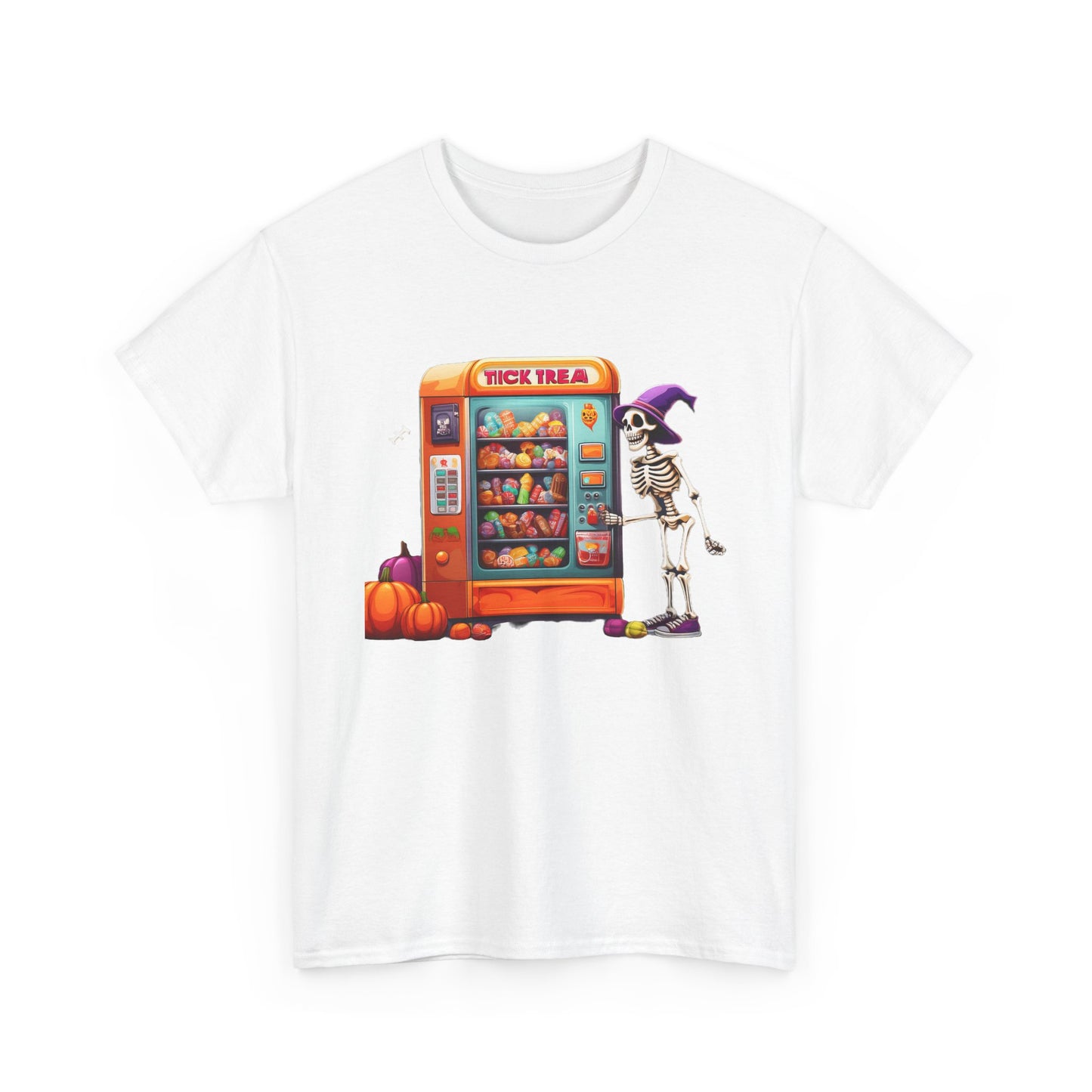 Halloween Skeleton Vending Machine Tee | Unisex Heavy Cotton T-Shirt, Spooky Shirt, Fall Fashion, Trick or Treat Top, Halloween Costume
