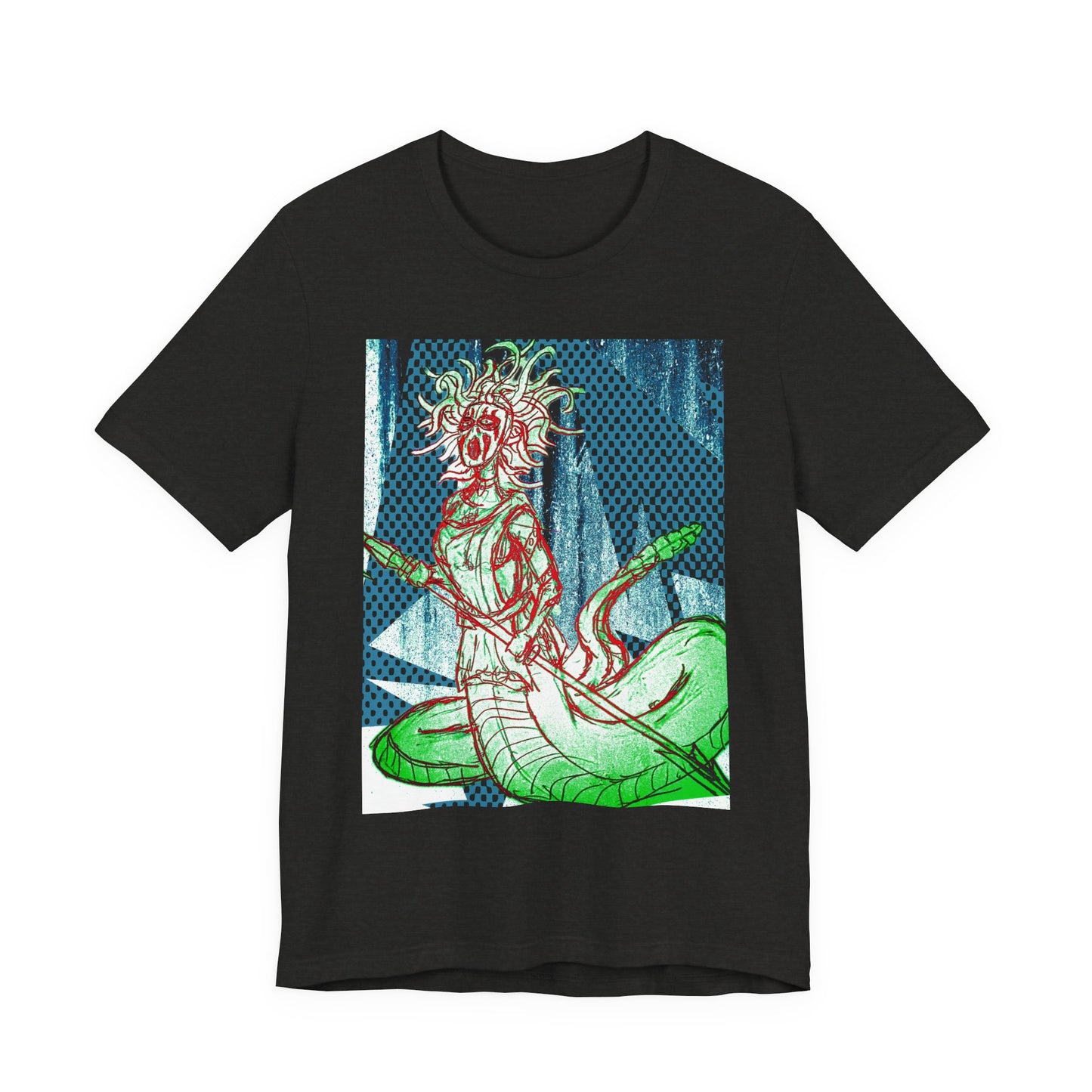 Mythic Serpent Goddess Tee — Neon Medusa Illustration T-Shirt