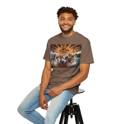Vintage Full Carousel Horse Design Garment-Dyed T-shirt