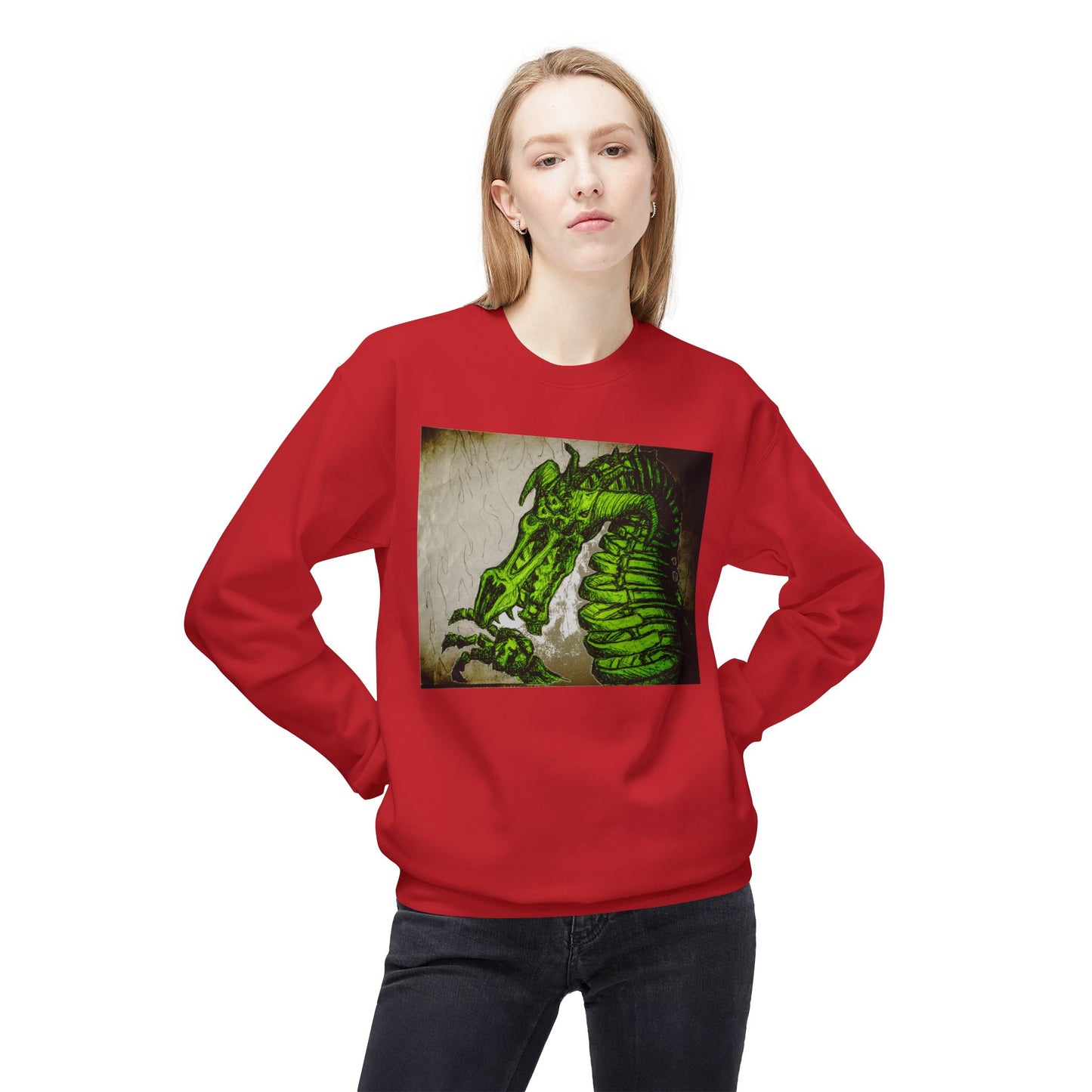 Vintage Green Dragon Unisex Midweight Softstyle Fleece Crewneck Sweatshirt