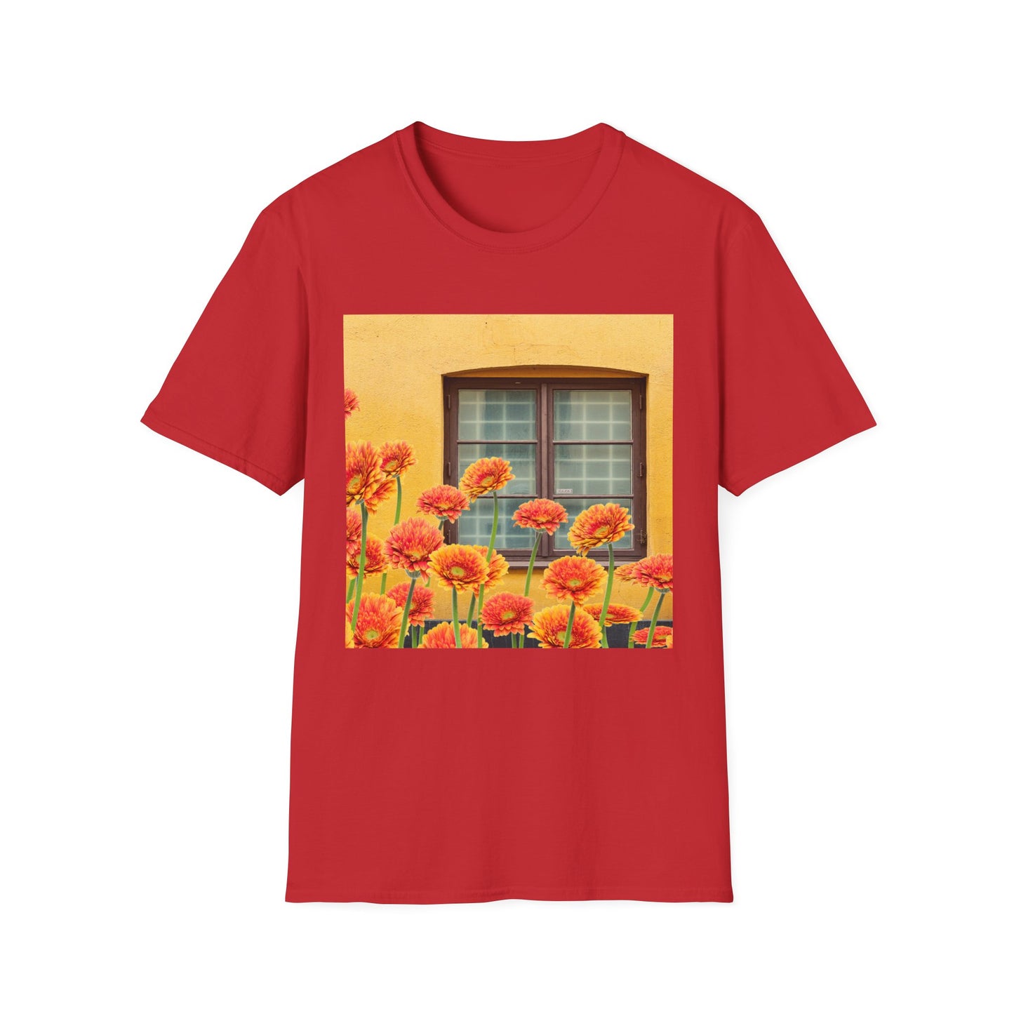 Vibrant Flower Catalina Window Tee - Unisex Softstyle T-Shirt, Floral Graphic Shirt, Spring Fashion, Gift Idea, Art Lover's Top, Summer Outfit