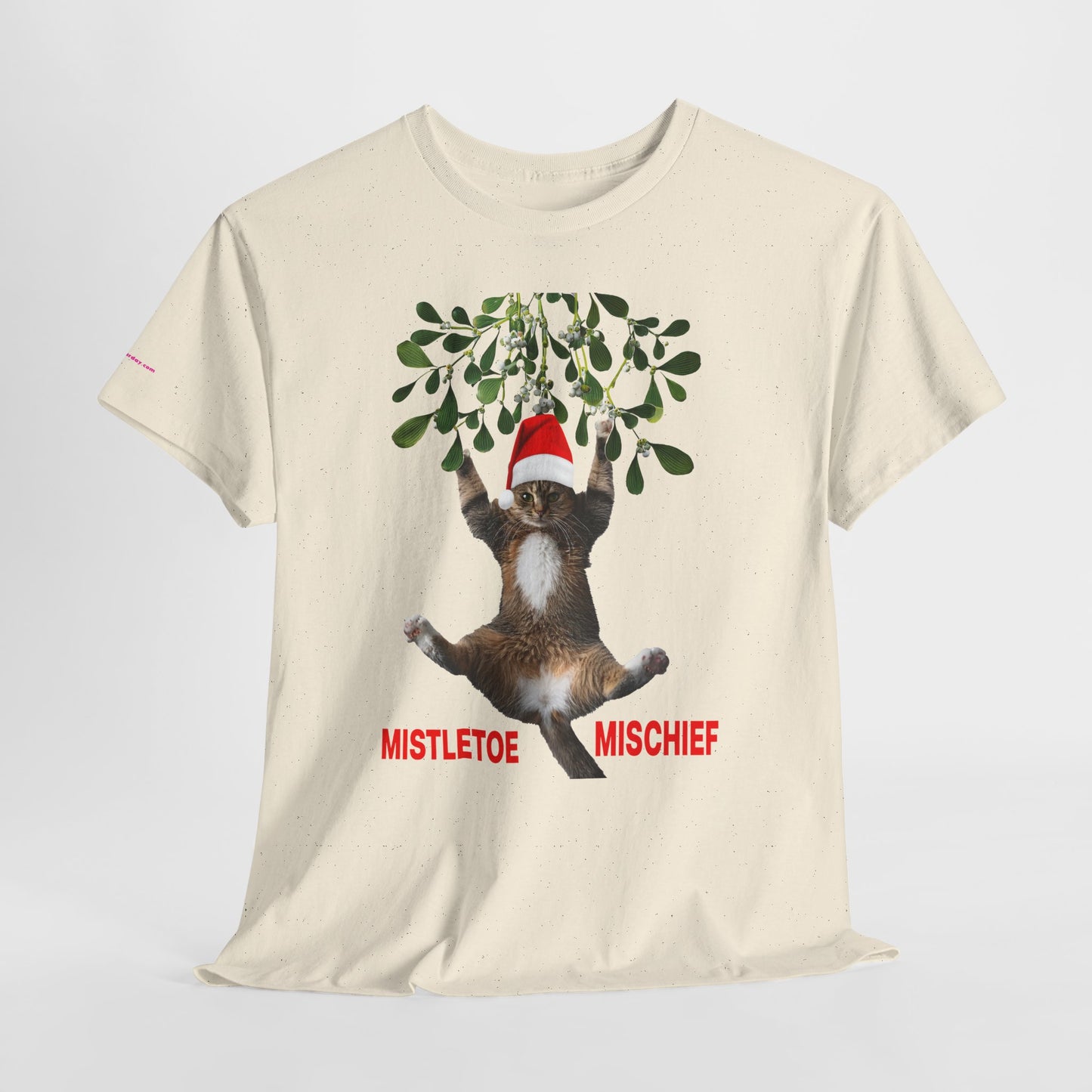 Christmas Cat & Mistletoe Tee — "Mistletoe Mischief" Holiday T-Shirt