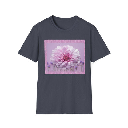 Pink Floral Art Unisex T-Shirt, Softstyle Tee, Summer Fashion, Gift for Her, Floral Shirt, Casual Wear