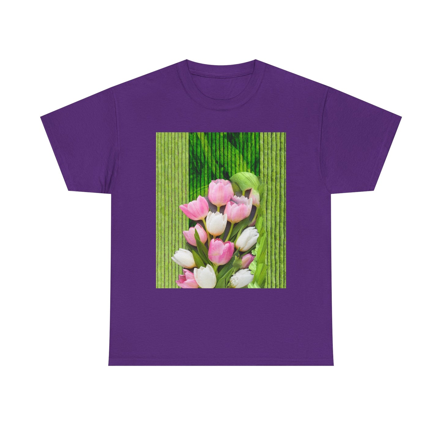 Textured Tulips Unisex Heavy Cotton Tee - Vibrant Spring Blossom T-Shirt, Everyday Wear, Gift for Plant Lovers, Mother's Day Apparel, [...]