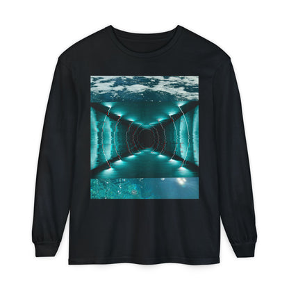 Abstract Fluid Unisex Garment-dyed Long Sleeve T-Shirt