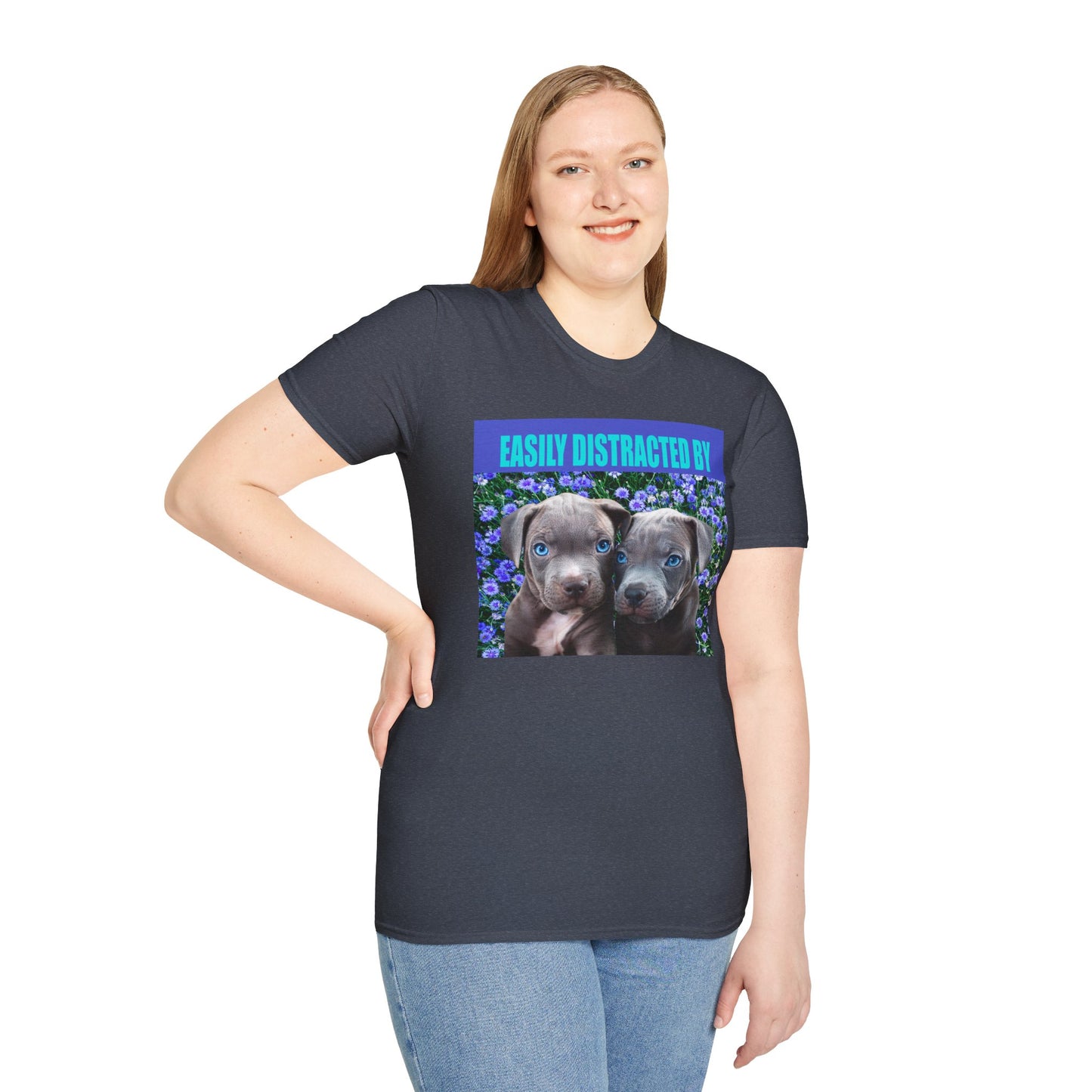 Easily Distracted by Puppies Cute Dog Lover T-Shirt, Easily Distracted by Dogs Tee, Perfect Gift for Pet Owners, Animal Lover Apparel, Casual Everyday Wear