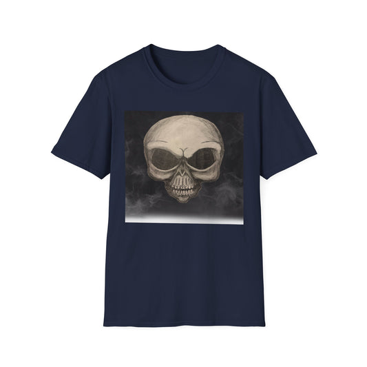 Skull Art Unisex Softstyle T-Shirt - Edgy Graphic Tee for Halloween, Festival Wear, Music Lovers, Gift Idea, Casual Style