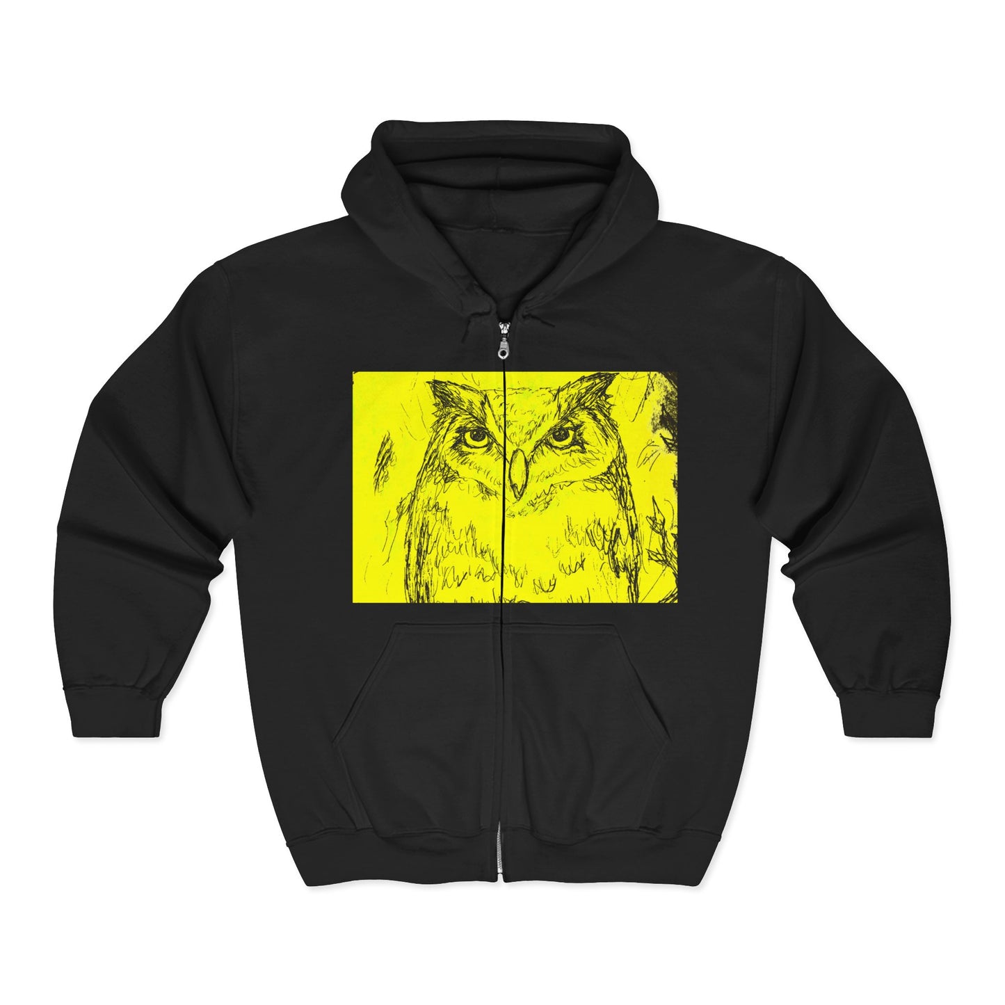 Owl Art Zip-Up Hoodie | Cozy Unisex Sweatshirt for Nature Lovers | Gift for Bird Watchers, Halloween Outfit, Cute Owl Design