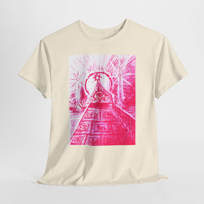 Pink Pyramid Eye Vibrant Artistic Unisex Heavy Cotton Tee | Creative Graphic Tee for Art Lovers, Casual Wear, Gifts, Festival Apparel, Statement Shirt