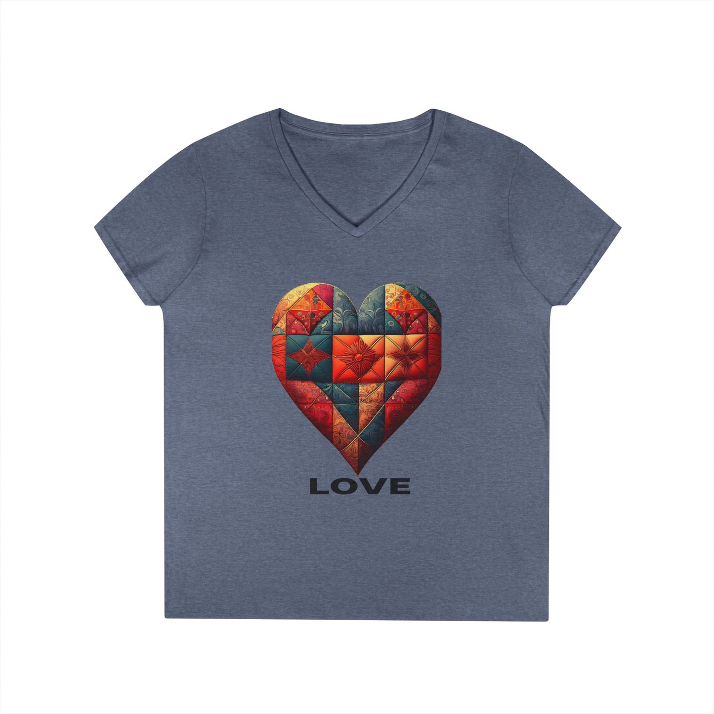 Love Patchwork Heart V-Neck Tee