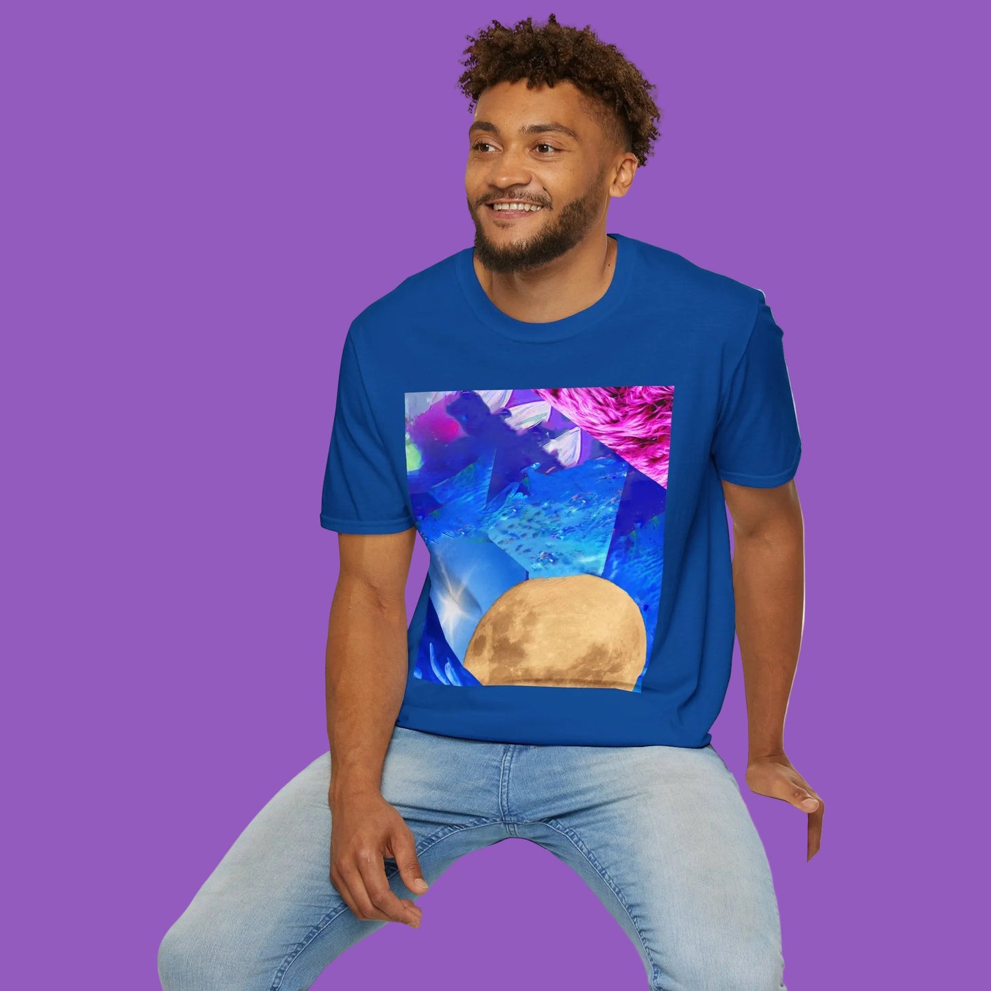 Colorful Moonlit Distorted Vibes Unisex T-Shirt, Graphic Tee