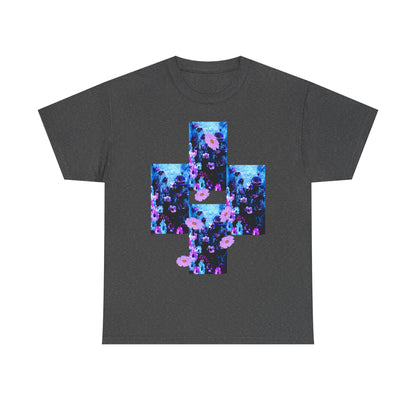 Floral Blue Cross T-Shirt — Vintage Indie Floral Graphic Tee