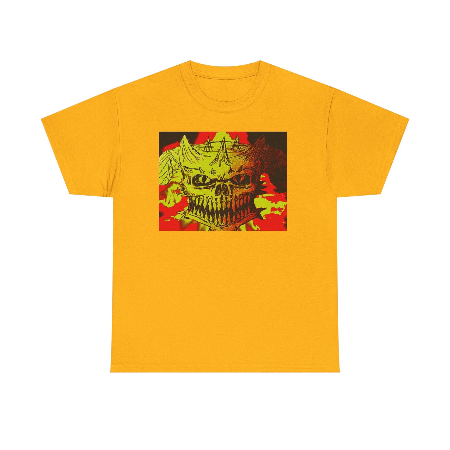 Skull Flame Graphic Tee — Neon Horror Skull T-Shirt