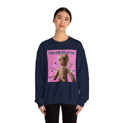Voodoo Doll Funny Graphic Crewneck Sweatshirt, Casual Everyday Wear, Perfect Gift for Friends & Family, Humor, Quirky Style, Unisex