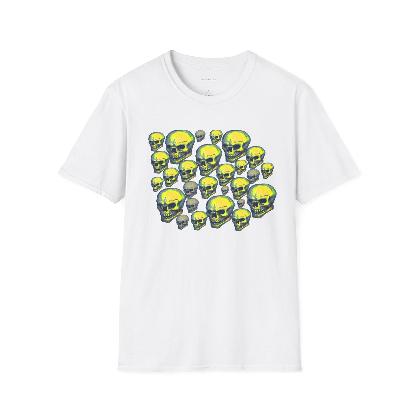 Neon Skull Cluster T-Shirt — Retro Grunge Graphic Tee for Halloween & Streetwear