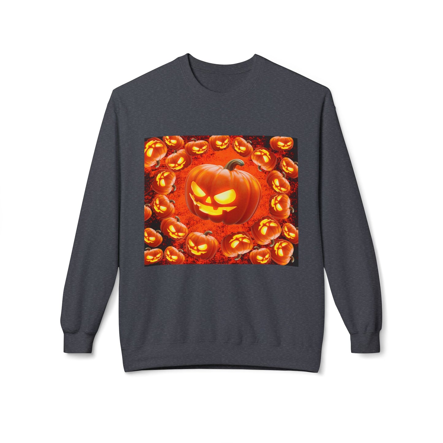 Halloween Pumpkin Planet Crewneck Sweatshirt, Cozy Unisex Fleece, Fall Fashion, Spooky Vibes, Seasonal Sweatshirt, Perfect for Autumn
