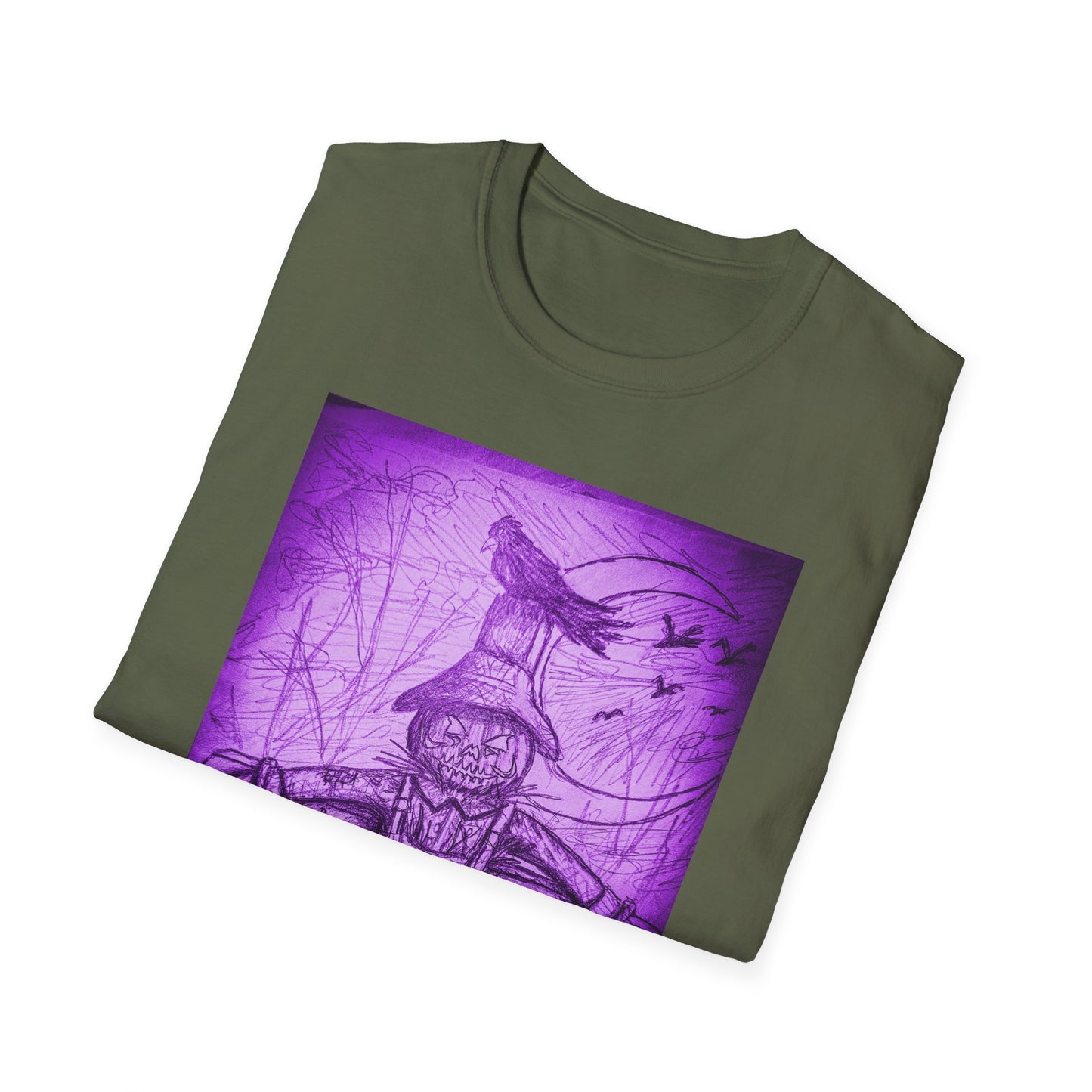 Purple Scarecrow Unisex Tee | Softstyle T-Shirt | Gothic Art, Fall Fashion, Halloween Shirt, Casual Wear, Scarecrow Design