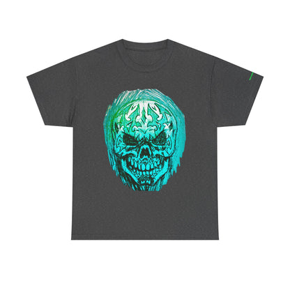 Vibrant Green Skull Graphic Tee - Unisex Heavy Cotton