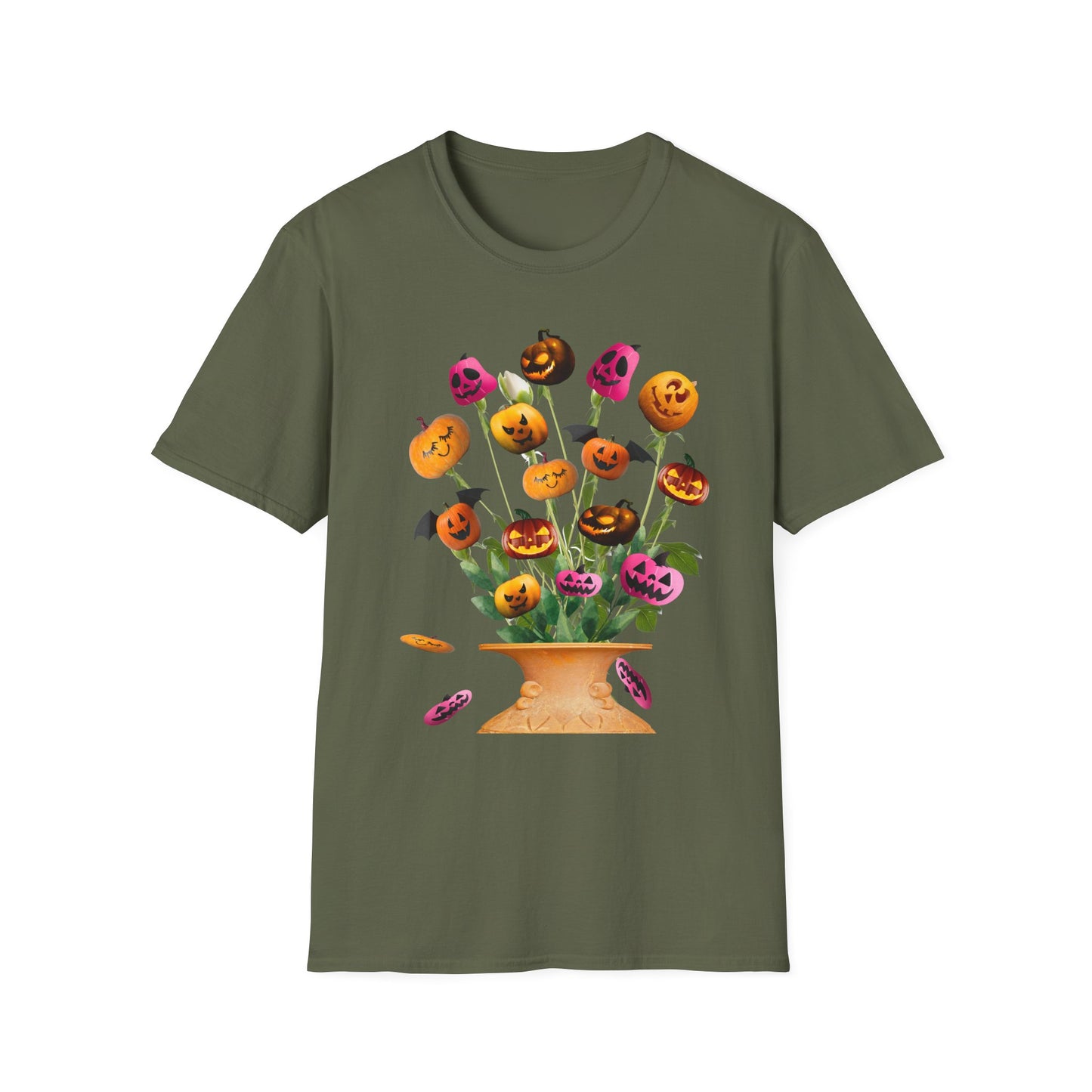 Halloween Pumpkin Bouquet T-Shirt, Cute Fall Tee, Unisex Graphic Shirt, Ideal for Halloween Parties, Seasonal Gift Idea