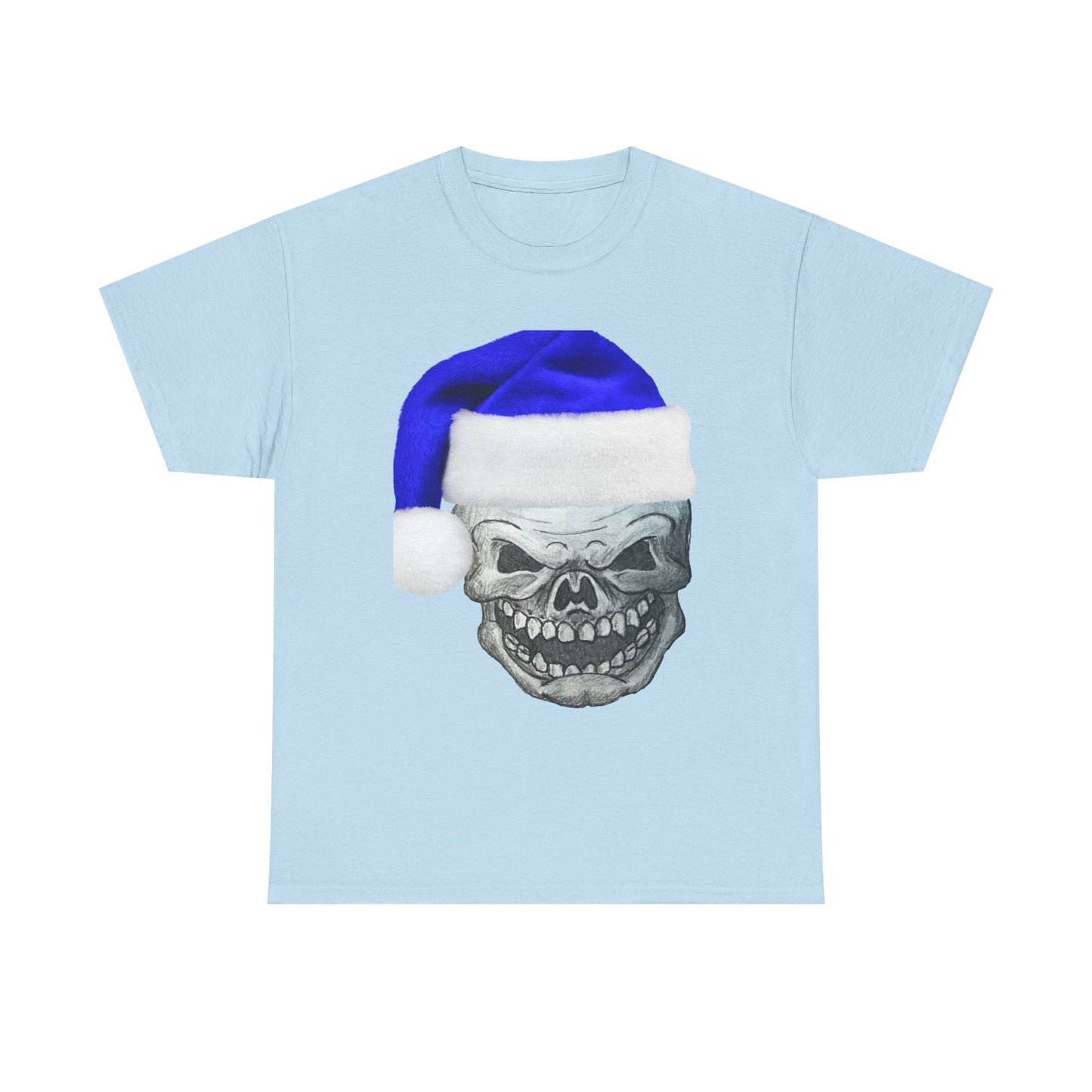 Skull in Blue Santa Hat T-Shirt