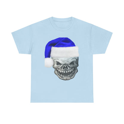 Skull in Blue Santa Hat T-Shirt