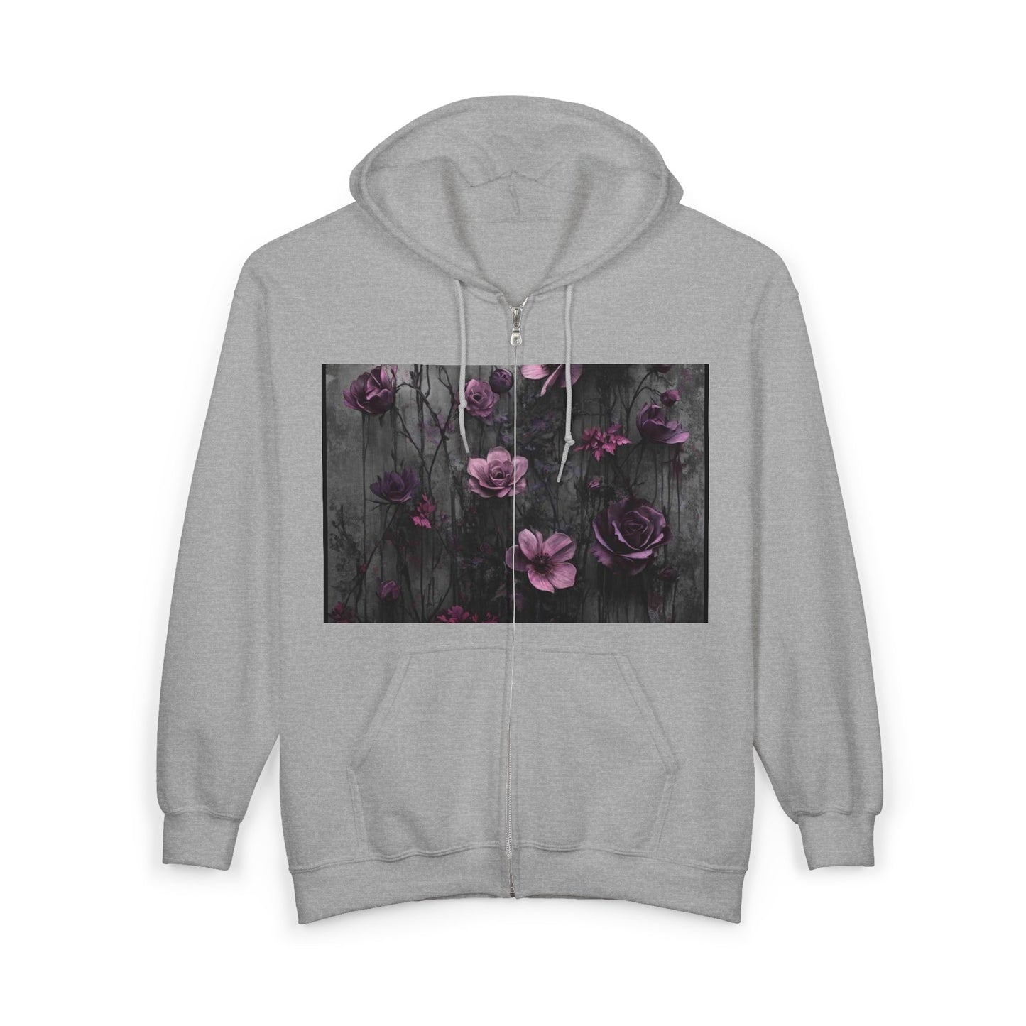 Floral Art Full Zip Hoodie, Cozy Zip-Up Sweatshirt, Great for Fall Fashion, Gift for Her, Perfect for Layering, Everyday Comfort
