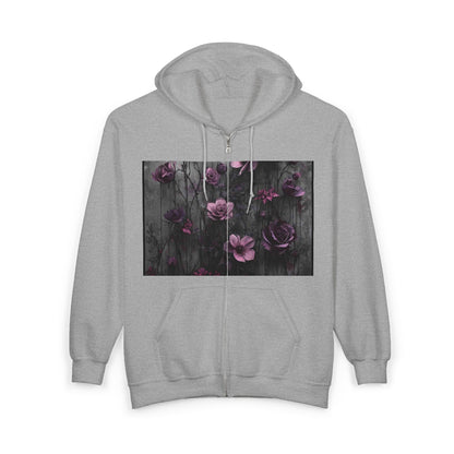 Floral Art Full Zip Hoodie, Cozy Zip-Up Sweatshirt, Great for Fall Fashion, Gift for Her, Perfect for Layering, Everyday Comfort