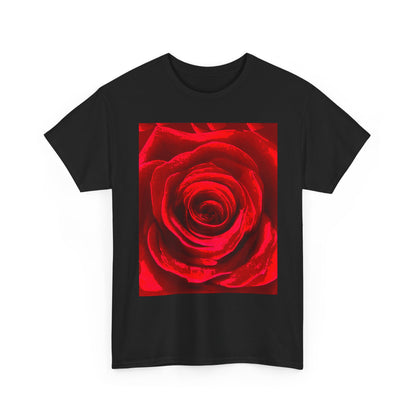 Romantic Rose Unisex Heavy Cotton Tee, Gift for Valentine's Day, Floral Shirt, Casual Wear, Love, Nature Lover Tee