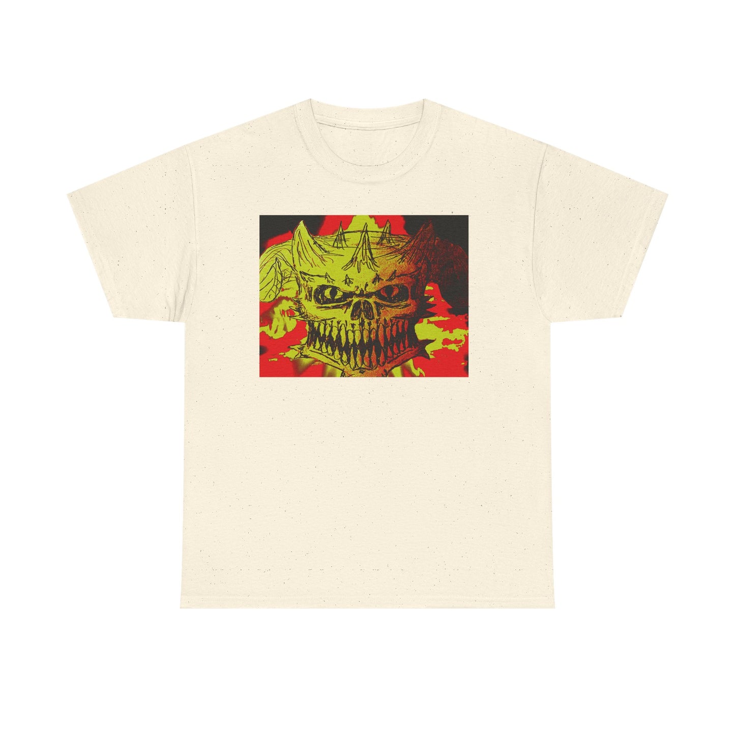 Skull Flame Graphic Tee — Neon Horror Skull T-Shirt