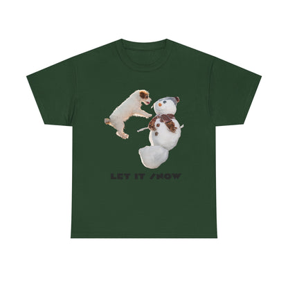 Let It Snow Dog & Snowman Tee — Funny Cute Holiday T-Shirt