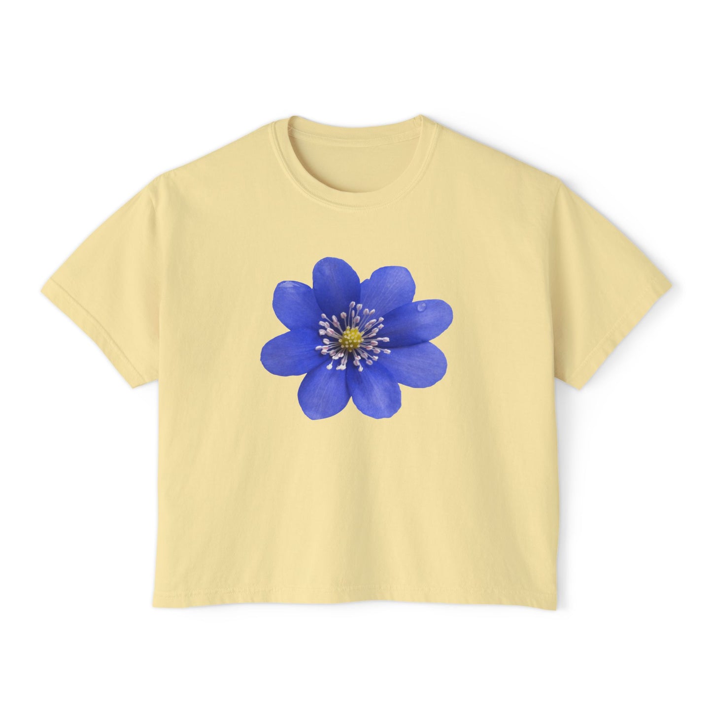 Botanical Women's Boxy Tee, Floral Crop Top, Casual Summer Wear, Gift for Her, Nature Lover Shirt