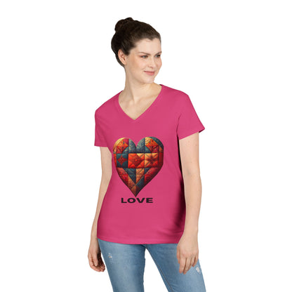 Love Patchwork Heart V-Neck Tee