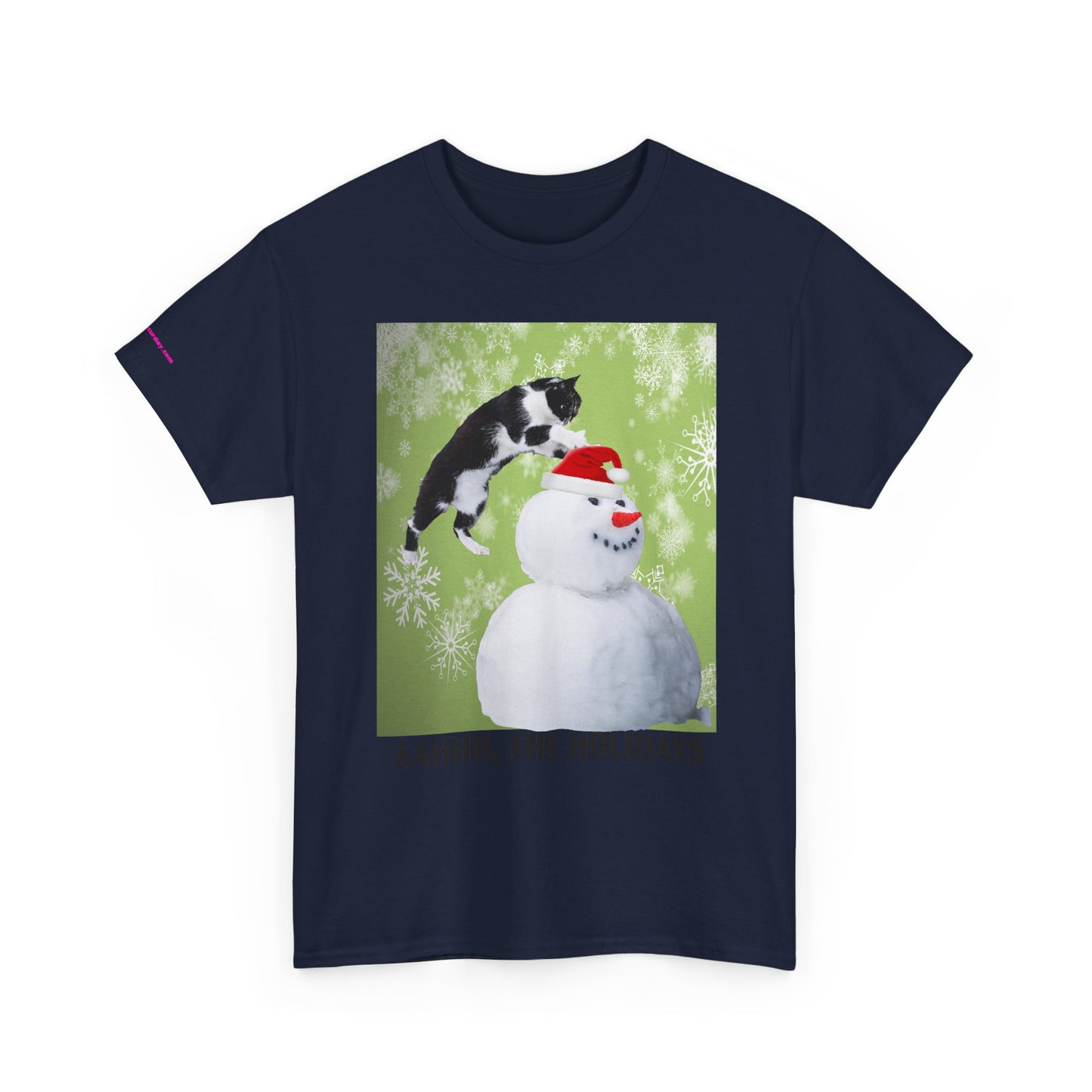 Holiday Cat T‑Shirt – “Aahhh, The Holidays” Funny Snowman Cat Tee